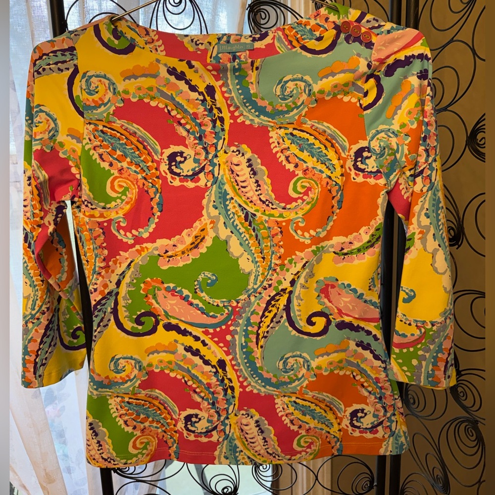 J McLaughlin XS Multicolor Paisley Print Tee